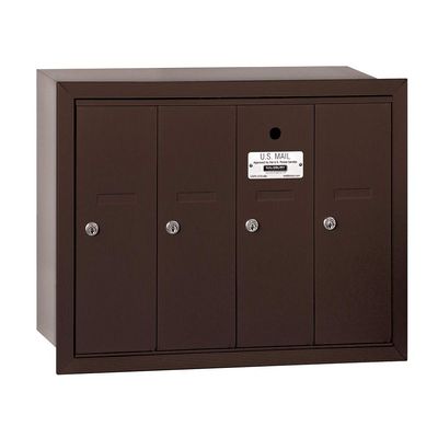 Salsbury Industries 3504ZRU Recessed Mounted Vertical Mailbox with USPS Access and 4 Doors, Bronze