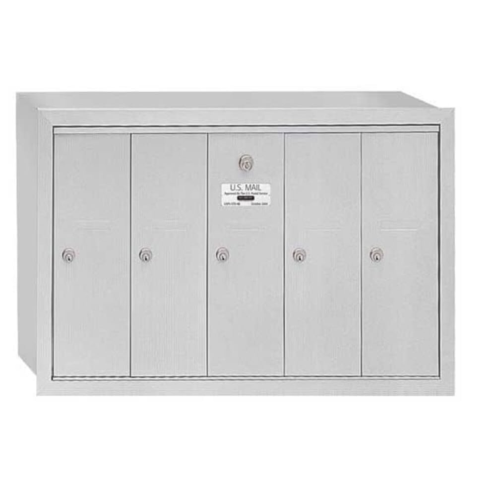 Salsbury Industries 3505ARU Recessed Mounted Vertical Mailbox with 5 Doors and USPS Access, Aluminum