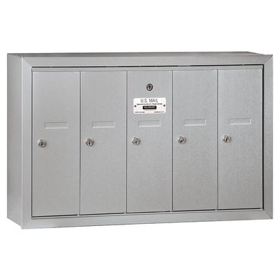 Salsbury Industries 3505ASP Surface Mounted Vertical Mailbox with Master Commercial Lock with Private Access and 5 Doors, Aluminum