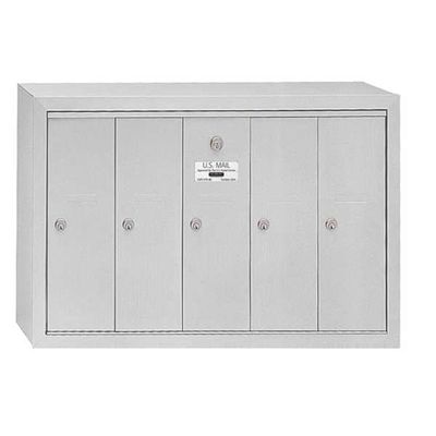 Salsbury Industries Mailbox, Aluminum, Powder Coated, 5 Doors, Surface, 3505ASU - 1 Each