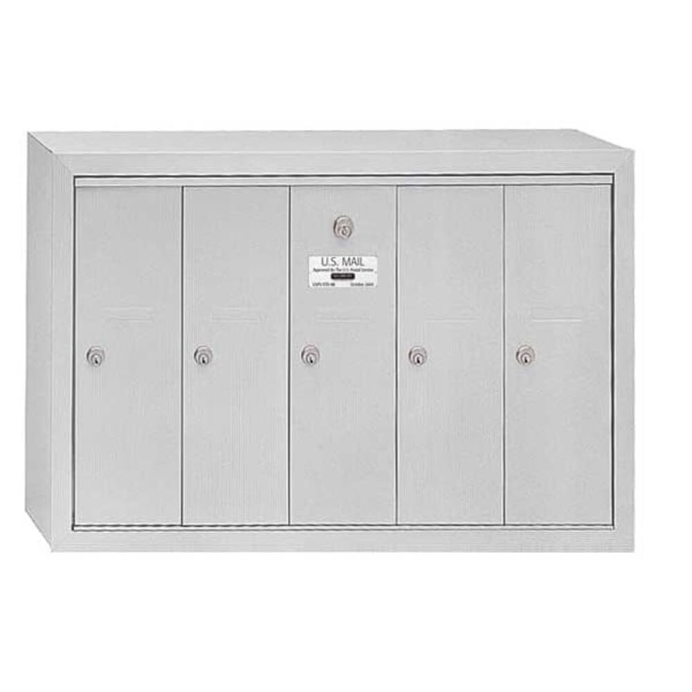 Salsbury Industries Mailbox, Aluminum, Powder Coated, 5 Doors, Surface, 3505ASU - 1 Each