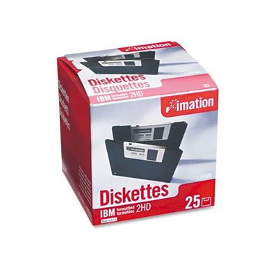 Imation 3.5-Inch Floppy Disks, Black, 1440 KB, IBM-Formatted DS/HD 25, Pack of 1