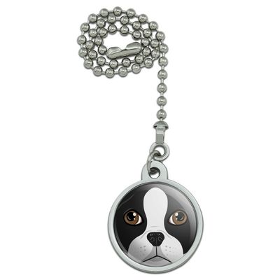 Boston Terrier Look Into My Eyes Face Pet Dog Ceiling Fan and Light Pull