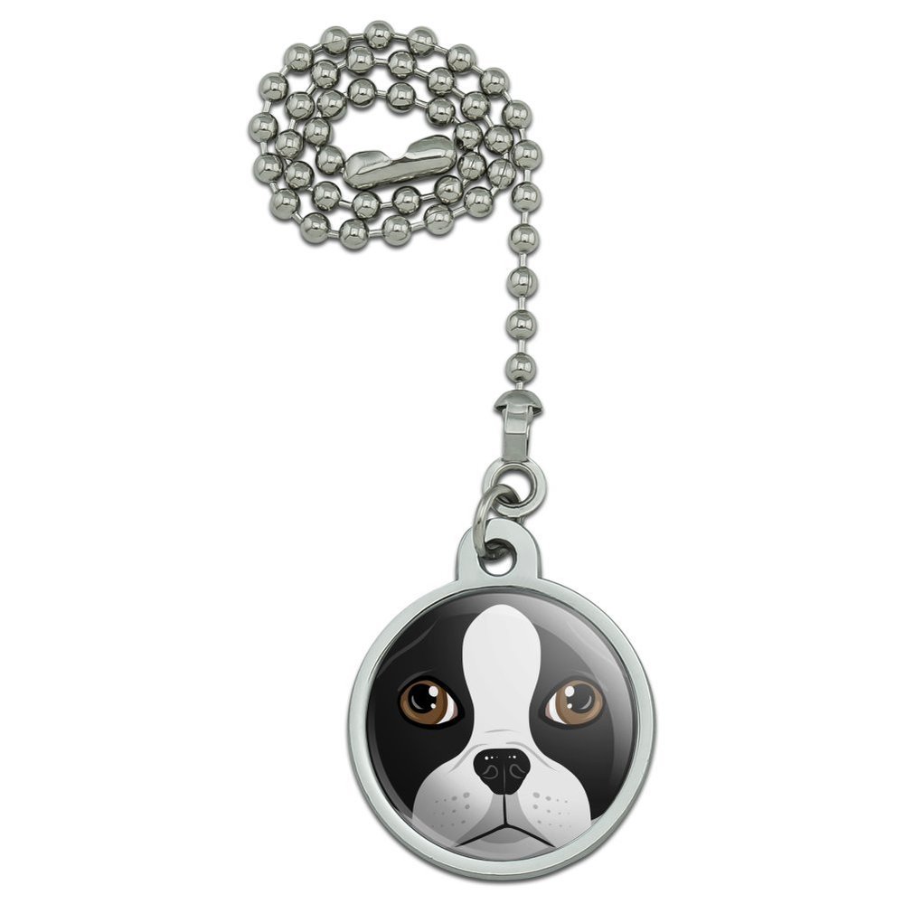 Boston Terrier Look Into My Eyes Face Pet Dog Ceiling Fan and Light Pull