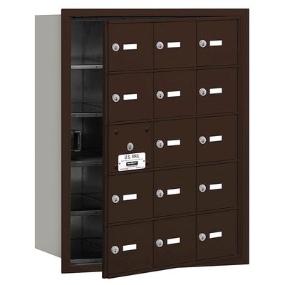 Salsbury Industries 3615ZFU 4B Plus Horizontal Mailbox, 15 A Doors 14 Usable, Front Loading, USPS Access, Bronze