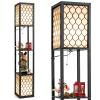 Costzon Shelf Floor Lamp w/ 2 Storage Shelves, 63 Inch Height, Switch on/Off, ETL Approved, Linen Shade view 1