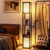 Costzon Shelf Floor Lamp w/ 2 Storage Shelves, 63 Inch Height, Switch on/Off, ETL Approved, Linen Shade view 2