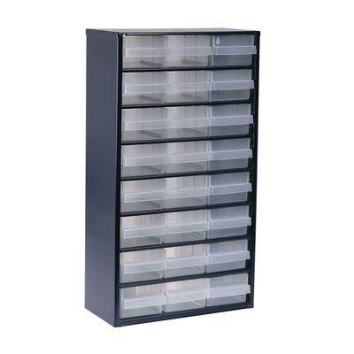 Raaco Kleinteilemagazin mit 24 Schubladen, Tragkraft 29.7 kg, 15 x 30.6 x 55.2 cm, geeignet fr Wandmontage, Schraubenregal fr Werkstatt, Schwarz