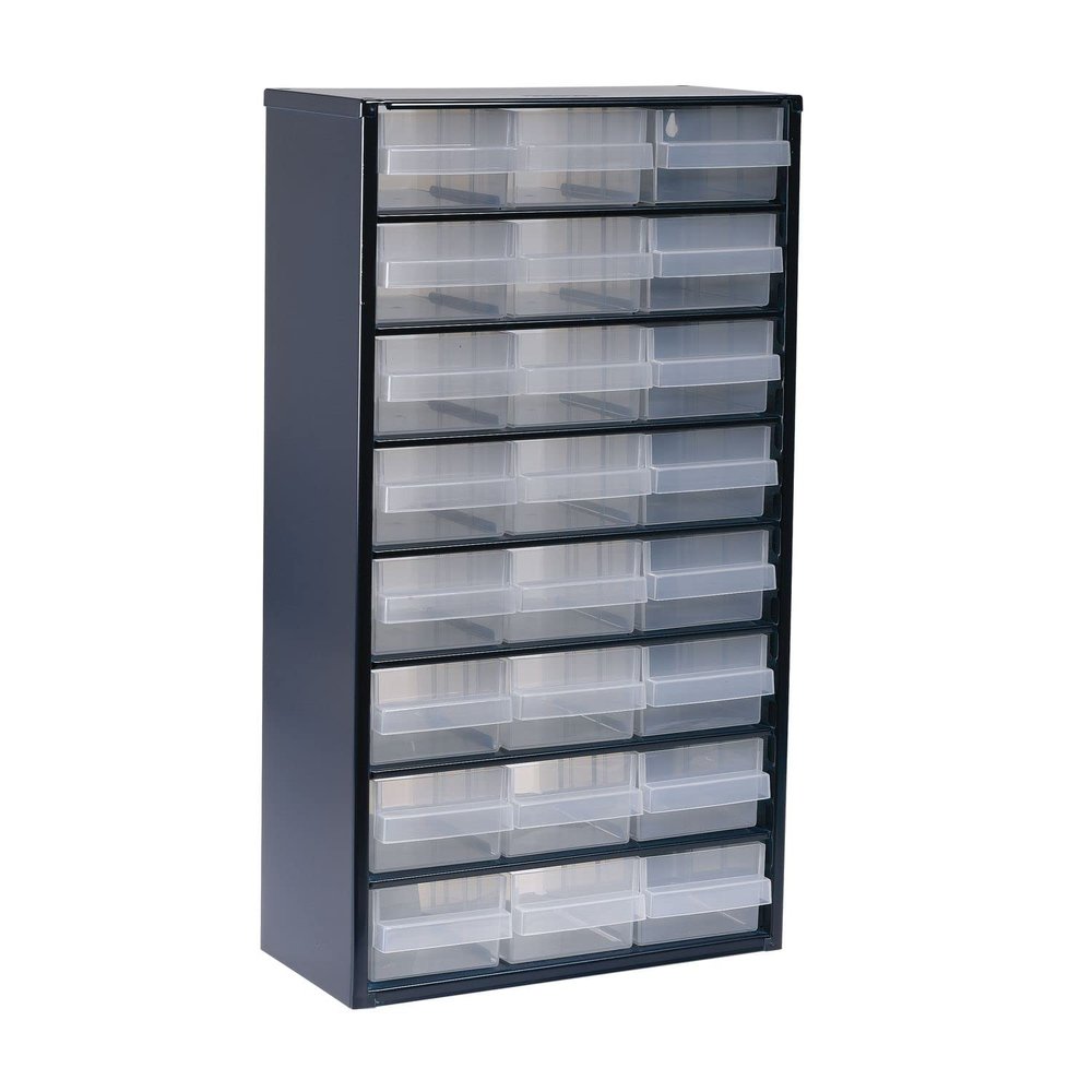 Raaco Kleinteilemagazin mit 24 Schubladen, Tragkraft 29.7 kg, 15 x 30.6 x 55.2 cm, geeignet fr Wandmontage, Schraubenregal fr Werkstatt, Schwarz