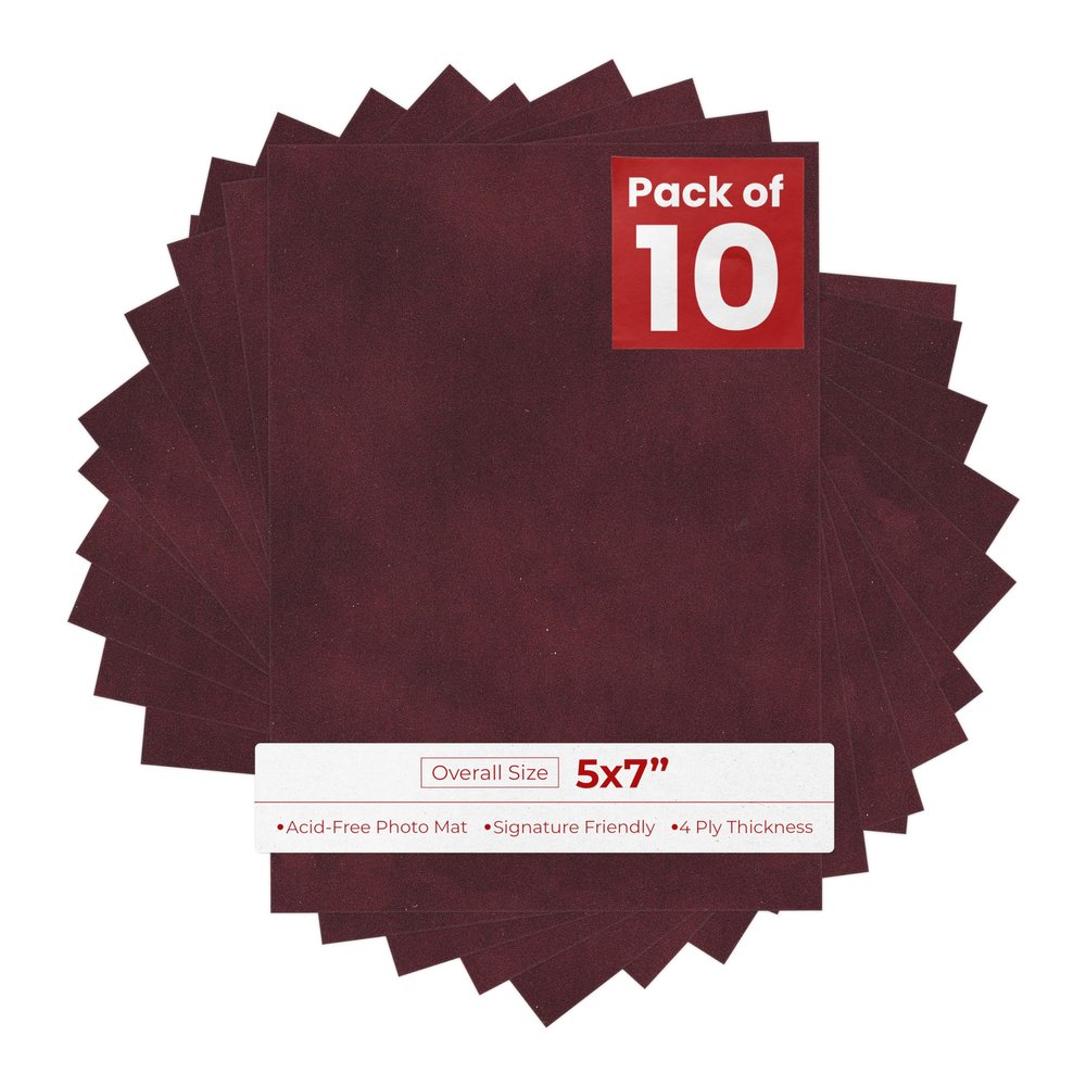 Burgundy Suede Texture 5x7 Backing Board - Uncut Photo Mat Board (10-Sheets)