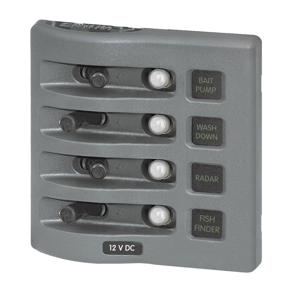 Blue Sea 4374 WeatherDeck Water Resistant Circuit Breaker Panel - 4 Position - Grey