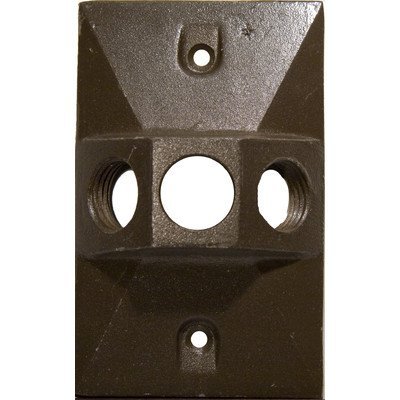 Morris 37334 Weatherproof Cover, 1-Gang, Rectangular Lamp Holder, (3) 1/2-inch Holes, 1 Closure Plug, Bronze