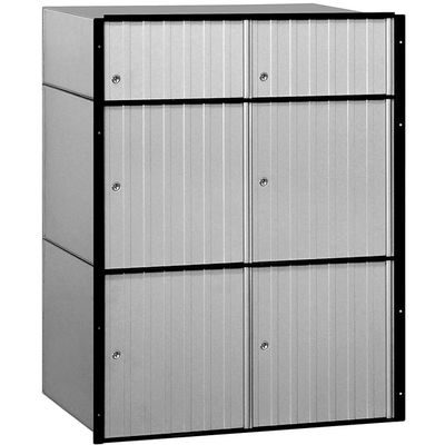 Salsbury Industries 2206 Aluminum Mailbox, 6 Doors, Standard System, Aluminum with Black Trim