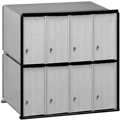 Salsbury Industries 2208 Aluminum Mailbox, 8 Doors, Rack Ladder System, Aluminum with Black Trim