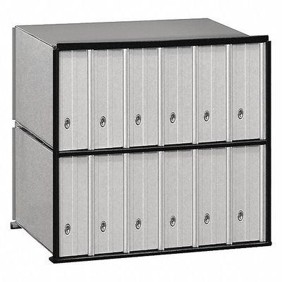 Salsbury Industries 2212 Aluminum Mailbox, 12 Doors, Rack Ladder System, Aluminum with Black Trim