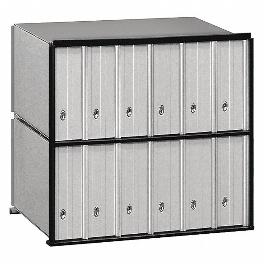 Salsbury Industries 2212 Aluminum Mailbox, 12 Doors, Rack Ladder System, Aluminum with Black Trim