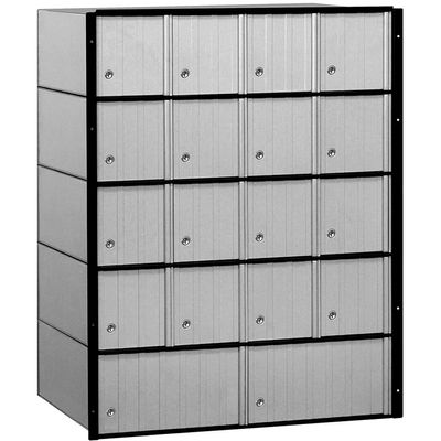 Salsbury Industries 2218 Aluminum Mailbox, 18 Doors, Standard System, Aluminum with Black Trim