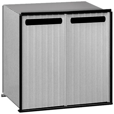 Salsbury Industries 2282 Aluminum Drop Box, 2 Compartments, Aluminum with Black Trim