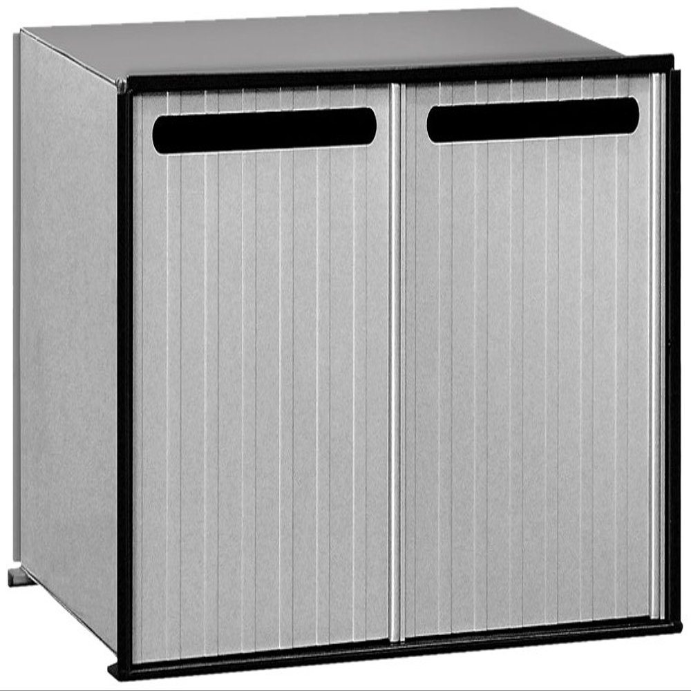 Salsbury Industries 2282 Aluminum Drop Box, 2 Compartments, Aluminum with Black Trim