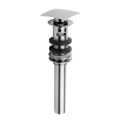 Jaclo 841-SB P.O. Style Finger Touch Square Top Drain with Overflow Holes, Satin Brass