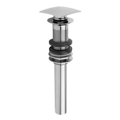 Jaclo 844-PB C.O. Style Finger Touch Square Top Drain without Overflow Holes, Polished Brass