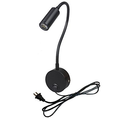 LUMINTURS 3W LED Wall Picture Lamp Hardwired Fixture ON/OFF Plug Switch Light Black-finish Pure White