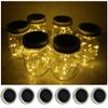 Decorman Solar Mason Jar Lid Lights, 6 Pack 10 LED Waterproof String Fairy Star Firefly Jar Lids Lights for Patio Garden Yard Lawn Party Wedding Christmas Decoration(Jars & Hangers Not Included) view 1