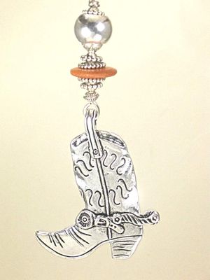 Rear View Mirror Car Accessory/Ornament Silvery Country Western Cowboy Boot