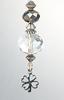 Silvery Four Leaf Clover with Clear & Silver Faceted Lampwork Glass Ceiling Fan Pull Chain view 2