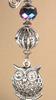 Antiqued Pewter Silvery Metal Owl and Lampwork Glass Fan Pull Chain/Light Pull view 1
