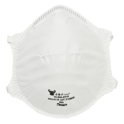 G & F Products Two-Strap Disposable Dust Masks, Cup Style, White, 50-Pack