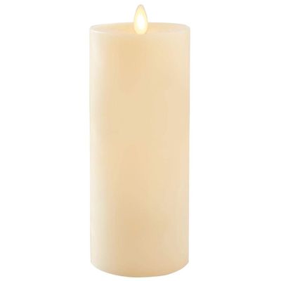 LIGHTLi Moving Flame LED Indoor Wax Pillar Candle, Ivory, 3" X 8"