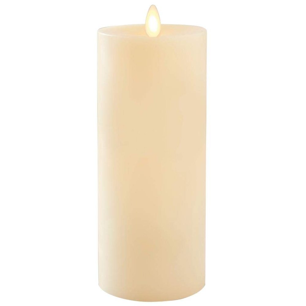 LIGHTLi Moving Flame LED Indoor Wax Pillar Candle, Ivory, 3" X 8"