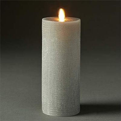 LIGHTLI MOVING FLAME INDOOR PILLAR 3" X 8",Linen Harbor Gray