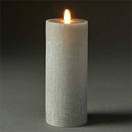 LIGHTLI MOVING FLAME INDOOR PILLAR 3" X 8",Linen Harbor Gray