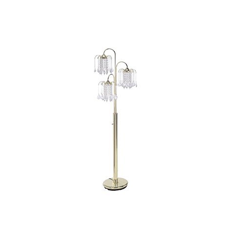 Q-Max Fancy Chandelier Style Gold Metal 63-inch 3-Light Floor Lamp