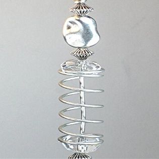 A Silvery Swirl Spring & Faceted Clear Glass Ceiling Fan Pull Chain