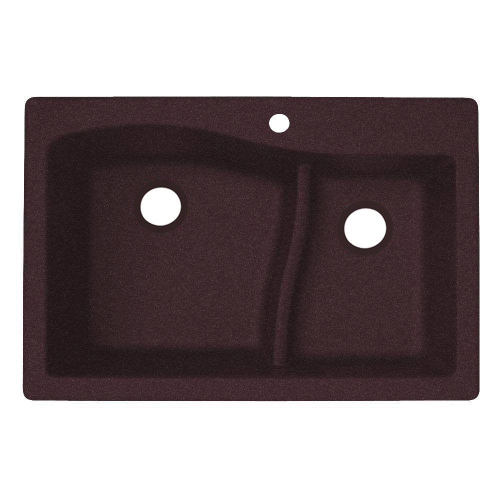 Swanstone QZ03322LS.170 Granite Kitchen Sink, 33" L x 22" H x 10" H, Espresso