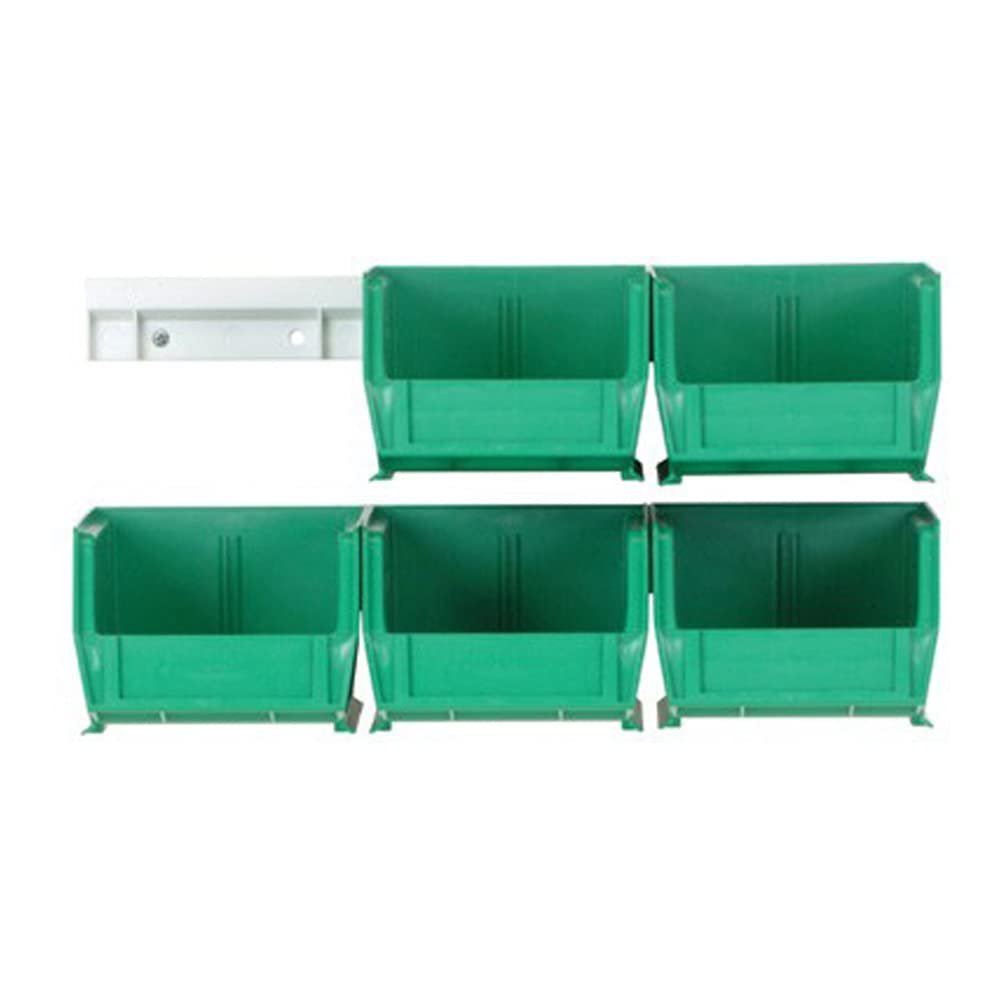 Quantum HNS210GN Hanging Rail System, 5-3/8-Inch Long by 4-1/8-Inch Wide by 3-Inch High, Green, Set of 6 bins and 2 rails