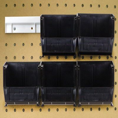 Quantum HNS210BK Hanging Rail System, 5-3/8-Inch Long by 4-1/8-Inch Wide by 3-Inch High, Black, Set of 6 bins and 2 rails