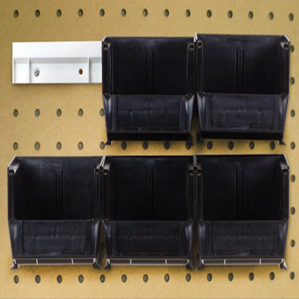 Quantum HNS210BK Hanging Rail System, 5-3/8-Inch Long by 4-1/8-Inch Wide by 3-Inch High, Black, Set of 6 bins and 2 rails