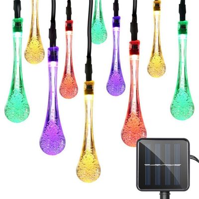 K JINGKELAI Solar String Lights 20ft 30 LED Water Drop Solar String Fairy Waterproof Lights for Halloween, Christmas, New Year, Valentine, Patio, Party, Wedding Decorations(Multicolor)