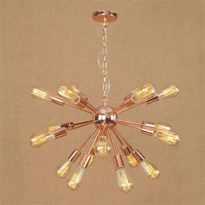 RUNNUP Adjustable Industrial 20" Wide Vintage Gorgrous Splendid Chandelier 18 Lights Open Bulb Style with Radial Fixture Arm in Copper Ceiling Light Pendant Light