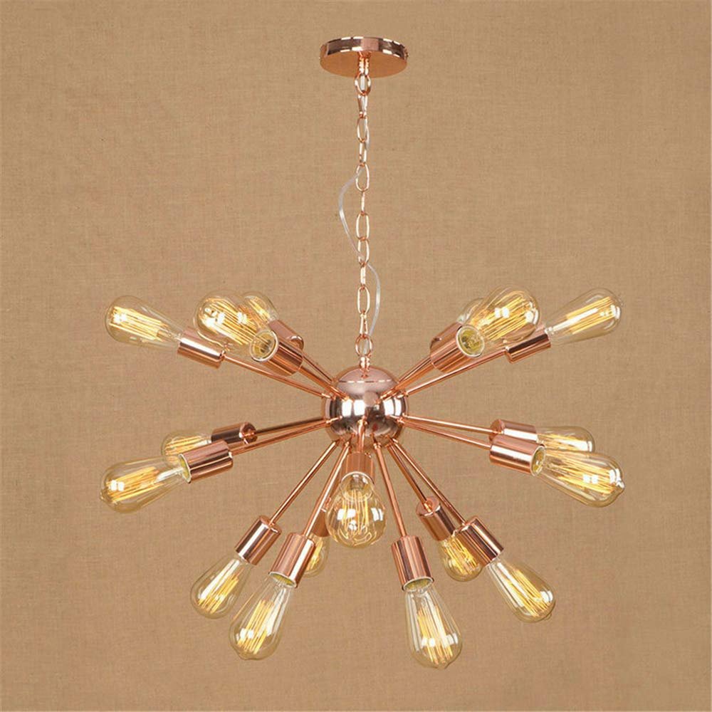 RUNNUP Adjustable Industrial 20" Wide Vintage Gorgrous Splendid Chandelier 18 Lights Open Bulb Style with Radial Fixture Arm in Copper Ceiling Light Pendant Light