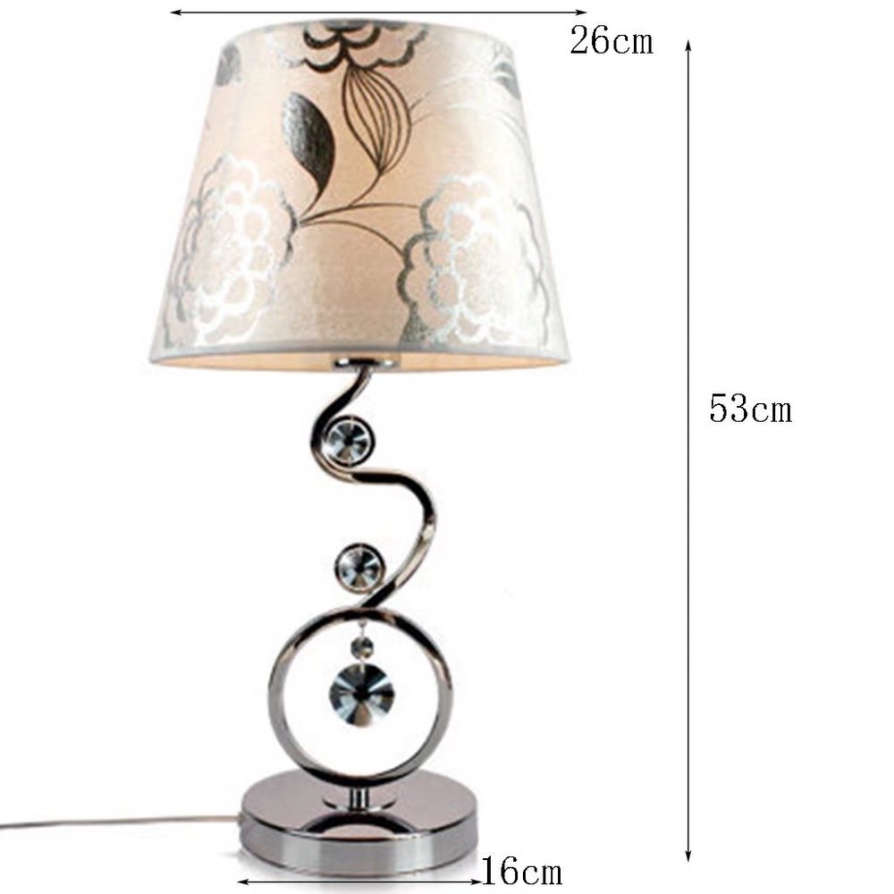 LIN XIAO HAO mayu Modern Simple Table Lamp E27 with Plug in Button Switch Living Room Bedroom Metal Crystal Cloth Lamp Cover Bedside Desk Lamp