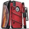 ZIZO Bolt Series for iPhone X Case Military Grade Drop Tested with Screen Protector, Kickstand and Holster iPhone Xs RED Black view 1