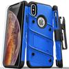 Zizo Bolt Series Compatible with iPhone X Case Military Grade Drop Tested with Screen Protector, Kickstand and Holster iPhone Xs Blue Black view 1