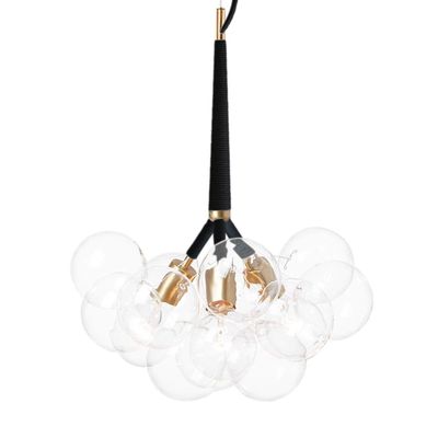 Aiwen Modern 3 Lights with 9 Bubble Glass Chandelier Lighting Suspension Light Ceiling Light Pendant Lamp for Stairs Living Room Foyer Entryway Meeting Room (Bulbs Not Included)