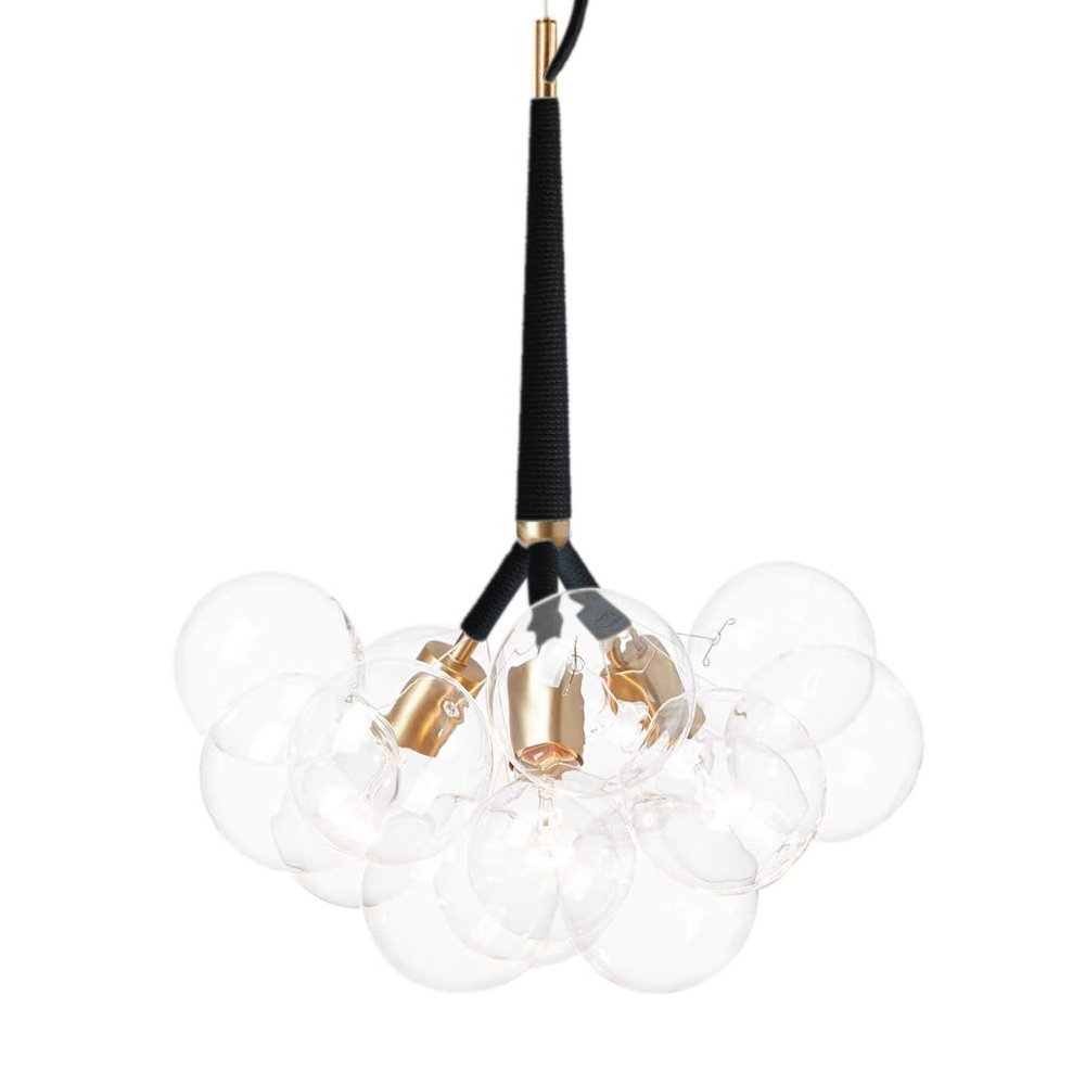 Aiwen Modern 3 Lights with 9 Bubble Glass Chandelier Lighting Suspension Light Ceiling Light Pendant Lamp for Stairs Living Room Foyer Entryway Meeting Room (Bulbs Not Included)