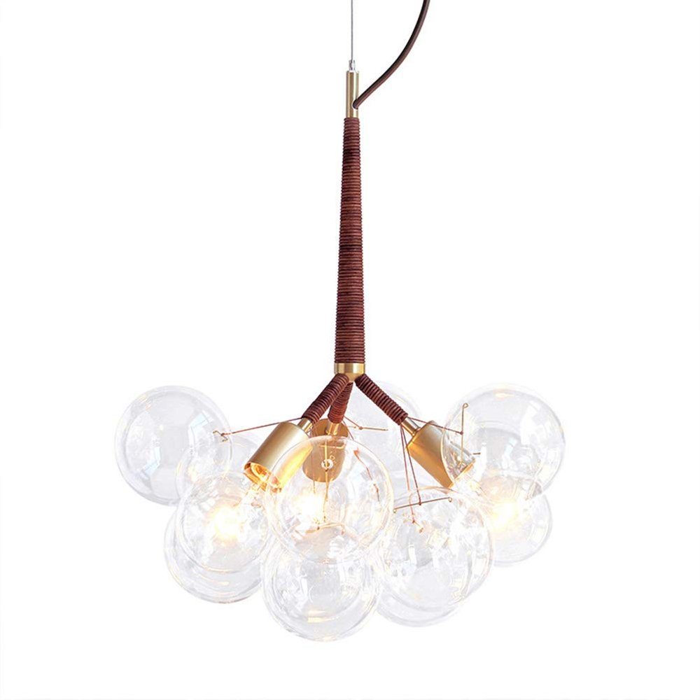 Aiwen Bubble Glass Chandelier Lighting Suspension Light Ceiling Light Pendant Lamp Pendant Light 3 Lights in 9 Glass Ball Feature Modern Simple Home Ceiling Light Fixture (Bulbs Not Included)